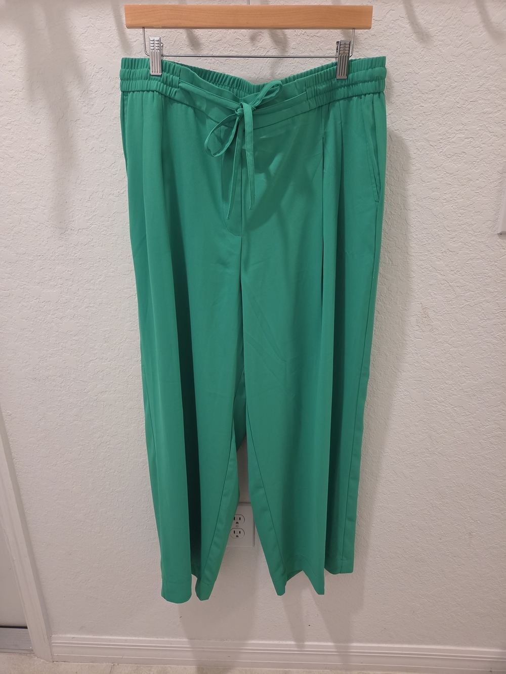 Nicole Miller New York Green Pull-On Wide Leg Pants | Size 14